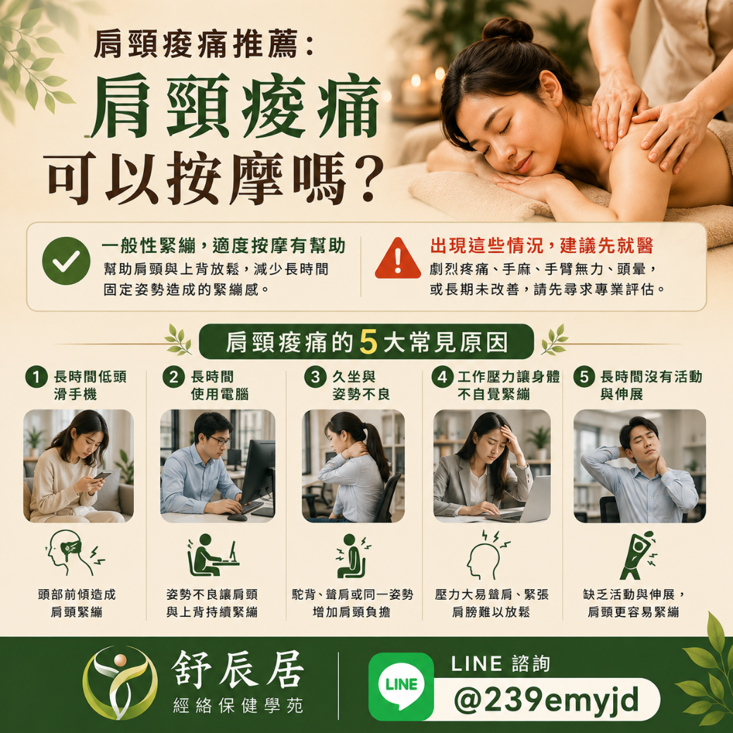 台南肩頸按摩推薦 肩頸痠痛原因