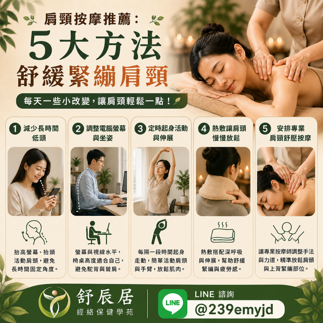 台南肩頸按摩推薦 舒緩方式